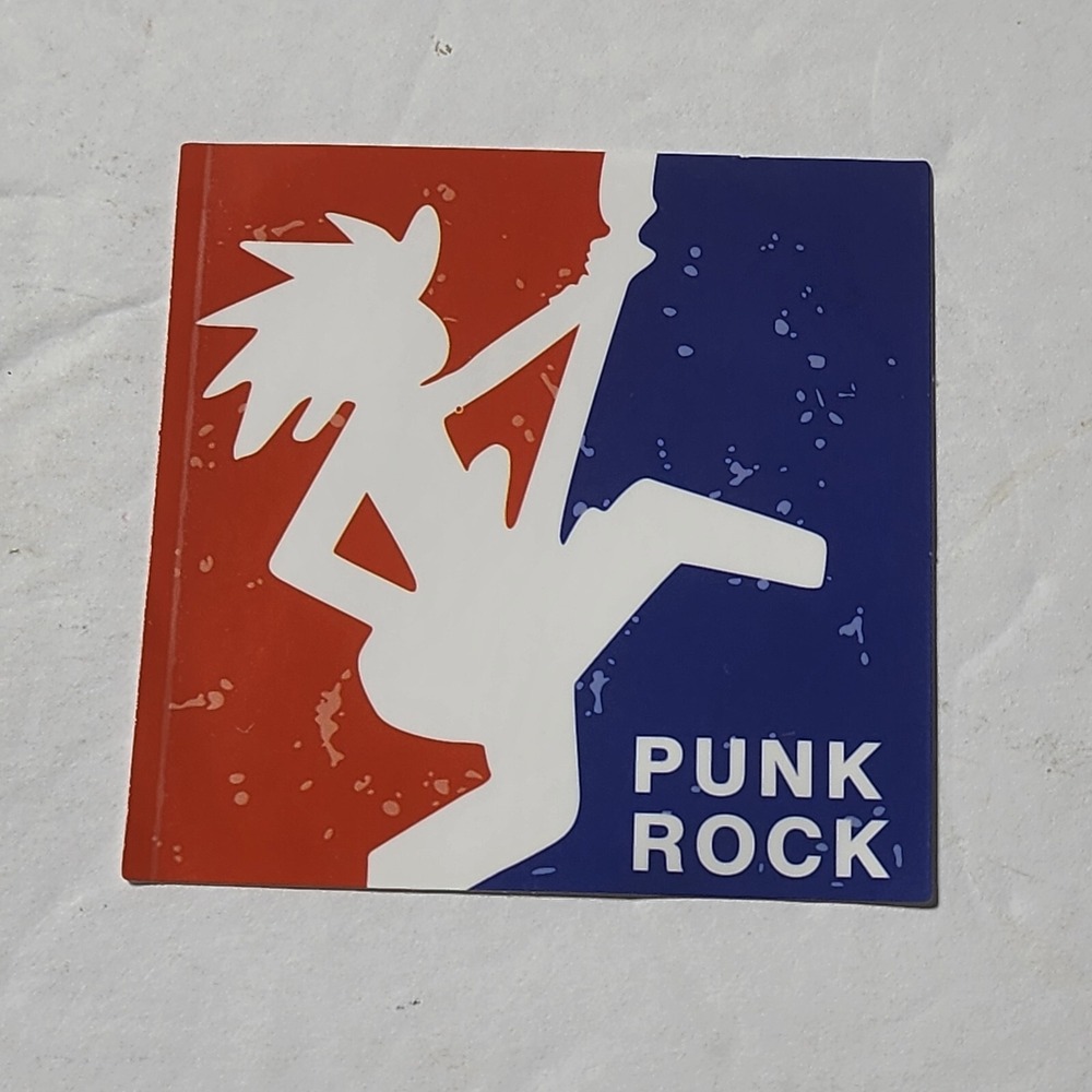 Punk Rock Red White Blue Logo shadow guitar square Music Vinyl Sticker New 2.5"